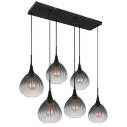 Luminosa Lighting Luminosa Olsen Cluster Pendant Ceiling Light Matt Black Smoke Glass Shade 6X E27 - thumbnail 2