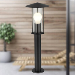 Set Of 2 Black Ip44 Outdoor 50Cm Post Light Modern Lamppost Pedestal Lights - thumbnail 5