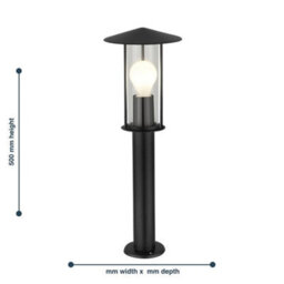 Set Of 2 Black Ip44 Outdoor 50Cm Post Light Modern Lamppost Pedestal Lights - thumbnail 2