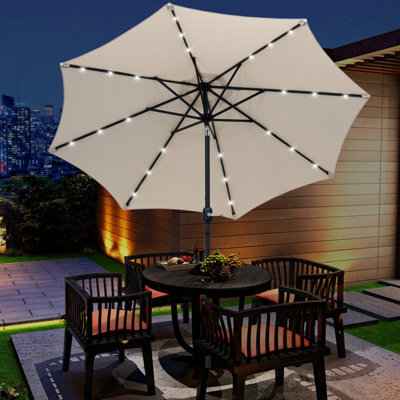 Outsunny Outdoor Garden Solar Power 24 Led Light Parasol Sun Umbrella Crank Tilt - image 1