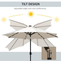 Outsunny Outdoor Garden Solar Power 24 Led Light Parasol Sun Umbrella Crank Tilt - thumbnail 4