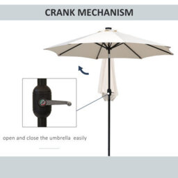 Outsunny Outdoor Garden Solar Power 24 Led Light Parasol Sun Umbrella Crank Tilt - thumbnail 5