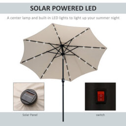Outsunny Outdoor Garden Solar Power 24 Led Light Parasol Sun Umbrella Crank Tilt - thumbnail 6