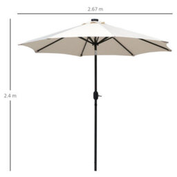 Outsunny Outdoor Garden Solar Power 24 Led Light Parasol Sun Umbrella Crank Tilt - thumbnail 3