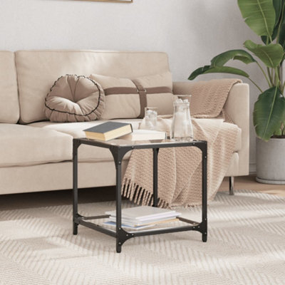 Berkfield Coffee Table With Black Glass Top 40X40X40 Cm Steel - image 1