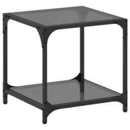 Berkfield Coffee Table With Black Glass Top 40X40X40 Cm Steel - thumbnail 2