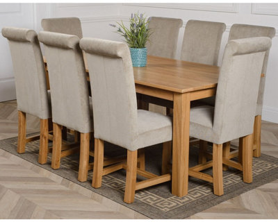That's Furniture Oslo 180 X 90 Cm Large Oak Dining Table And 8 Chairs Dining Set With Washington Grey Fabric Chairs - image 1