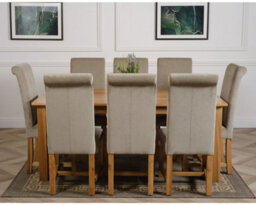 That's Furniture Oslo 180 X 90 Cm Large Oak Dining Table And 8 Chairs Dining Set With Washington Grey Fabric Chairs - thumbnail 2