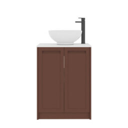 Royal Bathrooms Royal Bathroom Elmore 600mm Terracotta Clay Freestanding Bathroom Vanity Unit 2 Door Plain White Worktop With Breeze Basin - thumbnail 7