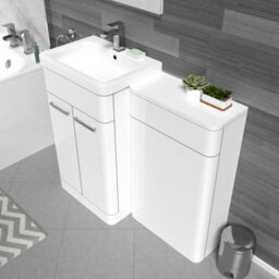 Nes Home White 1000mm Freestanding Cabinet Ceramic Basin & Wc Unit - thumbnail 4