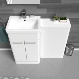 Nes Home White 1000mm Freestanding Cabinet Ceramic Basin & Wc Unit - thumbnail 3