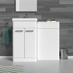 Nes Home White 1000mm Freestanding Cabinet Ceramic Basin & Wc Unit - thumbnail 2