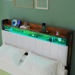 Double Size Bed Frame Metal Bed Platform Led Lights Headboard & 4 Storage Drawer - thumbnail 5