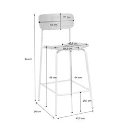 Sweeek - Set Of 2 Vintage Plywood Bar Stools With Ash Effect Wood Veneer And Chrome Metal Legs L 42.5 X D 50 X H 94Cm - Toby - thumbnail 2