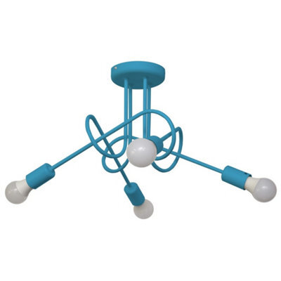 Luminosa Lighting Luminosa Oxford Multi Arm Semi Flush Ceiling Light Turquoise 44Cm