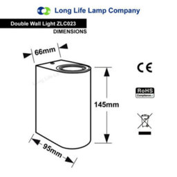 Long Life Lamps Company Modern Up Down Wall Light Gu10 Ip44 Outdoor Garden Wall Light Zlc023 - thumbnail 2