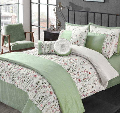 Kampala Hill Arabella Green Duvet Cover Set Super King Bedding Set - image 1