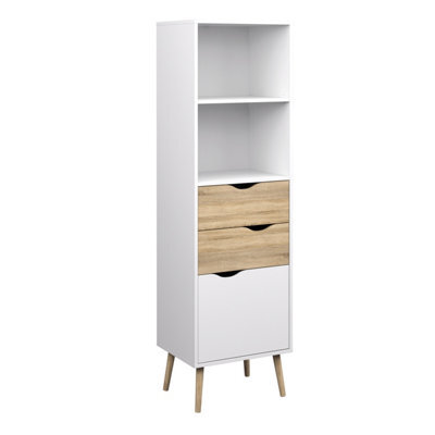 Furniture To Go Oslo Bookcase 2 Drawers 1 Door In White And Oak - image 1