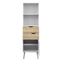 Furniture To Go Oslo Bookcase 2 Drawers 1 Door In White And Oak - thumbnail 4