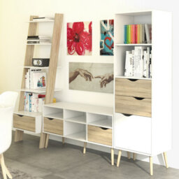 Furniture To Go Oslo Bookcase 2 Drawers 1 Door In White And Oak - thumbnail 7