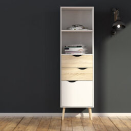 Furniture To Go Oslo Bookcase 2 Drawers 1 Door In White And Oak - thumbnail 5