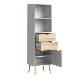 Furniture To Go Oslo Bookcase 2 Drawers 1 Door In White And Oak - thumbnail 3