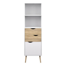 Furniture To Go Oslo Bookcase 2 Drawers 1 Door In White And Oak - thumbnail 2