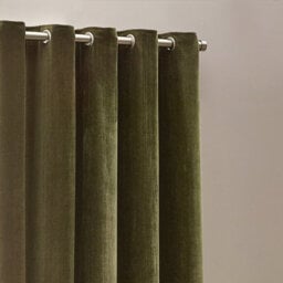 Yard Heavy Chenille Velvet Room Darkening Eyelet Curtain Pair Olive (W)168Cm X (D)137Cm - thumbnail 2