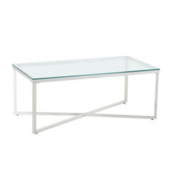Hallowood Furniture Finley Stainless Steel Coffee Table With Glass Top - thumbnail 8