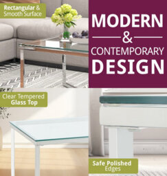 Hallowood Furniture Finley Stainless Steel Coffee Table With Glass Top - thumbnail 5