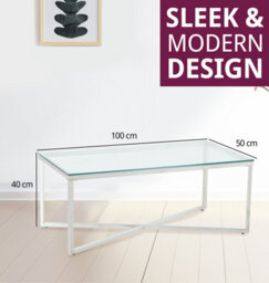 Hallowood Furniture Finley Stainless Steel Coffee Table With Glass Top - thumbnail 3
