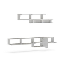 Decorotika Arezzo Moduler Modern Tv Unit Wall Mount Customizable Layout High Gloss White - thumbnail 5