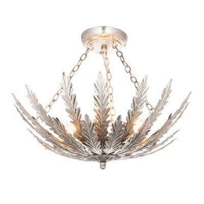 Anson Lighting Damita Silver Leaf Decorative Floral 3 Light Ceiling Pendant - image 1
