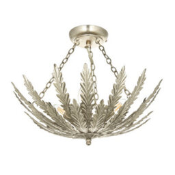 Anson Lighting Damita Silver Leaf Decorative Floral 3 Light Ceiling Pendant - thumbnail 5