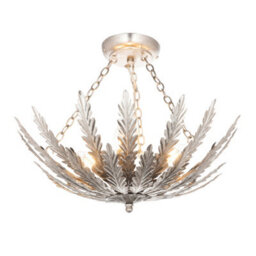 Anson Lighting Damita Silver Leaf Decorative Floral 3 Light Ceiling Pendant - thumbnail 1