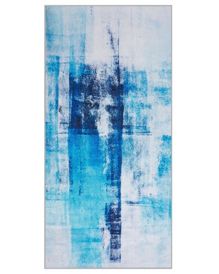 Beliani Blue Multicolour 80 X 150 Cm 3D Print Low-Pile Polyester Rug - image 1