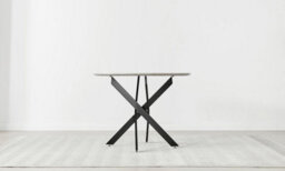 Furniturebox Uk Novara Grey Concrete Effect Black Leg Round Dining Table & 4 Cream Halle Chairs - thumbnail 8
