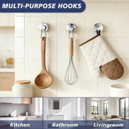 Suction Cup Towel Hooks For Bathroom Glass Mirror, Chrome Premium Stainless Steel Rustproof Wall Hangers For Mirrors Windows - thumbnail 3