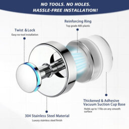 Suction Cup Towel Hooks For Bathroom Glass Mirror, Chrome Premium Stainless Steel Rustproof Wall Hangers For Mirrors Windows - thumbnail 2