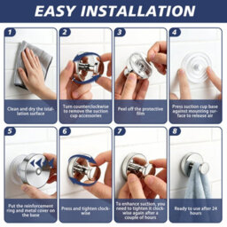 Suction Cup Towel Hooks For Bathroom Glass Mirror, Chrome Premium Stainless Steel Rustproof Wall Hangers For Mirrors Windows - thumbnail 4