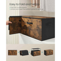 Set Of 6 Foldable Storage Organiser Boxes With Lids, Fabric Clothes Storage Bins With Handles, Rustic Brown - thumbnail 5