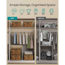 Set Of 6 Foldable Storage Organiser Boxes With Lids, Fabric Clothes Storage Bins With Handles, Rustic Brown - thumbnail 3
