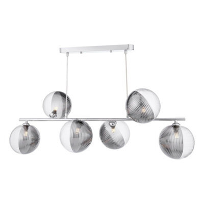Pagazzi Lighting Pagazzi Claudia 6 Light Silver Pendant Bar With Glass Shades - image 1