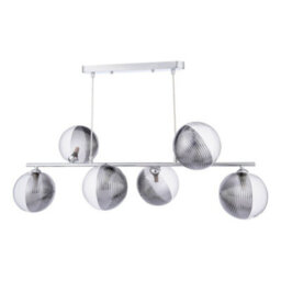 Pagazzi Lighting Pagazzi Claudia 6 Light Silver Pendant Bar With Glass Shades - thumbnail 2