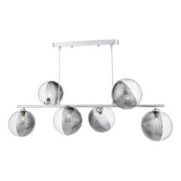 Pagazzi Lighting Pagazzi Claudia 6 Light Silver Pendant Bar With Glass Shades