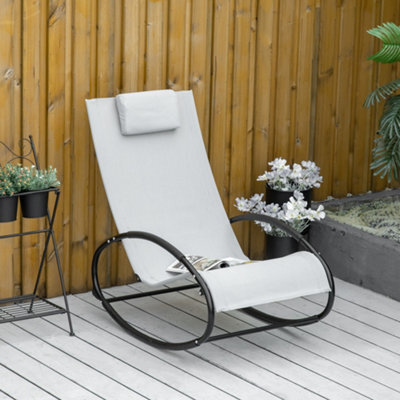 Outsunny Patio Rocking Chair Orbital Zero Gravity Seat Pool Chaise W/ Pillow - image 1