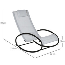 Outsunny Patio Rocking Chair Orbital Zero Gravity Seat Pool Chaise W/ Pillow - thumbnail 3