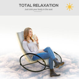 Outsunny Patio Rocking Chair Orbital Zero Gravity Seat Pool Chaise W/ Pillow - thumbnail 7