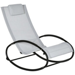 Outsunny Patio Rocking Chair Orbital Zero Gravity Seat Pool Chaise W/ Pillow - thumbnail 2