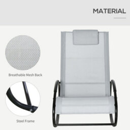Outsunny Patio Rocking Chair Orbital Zero Gravity Seat Pool Chaise W/ Pillow - thumbnail 6